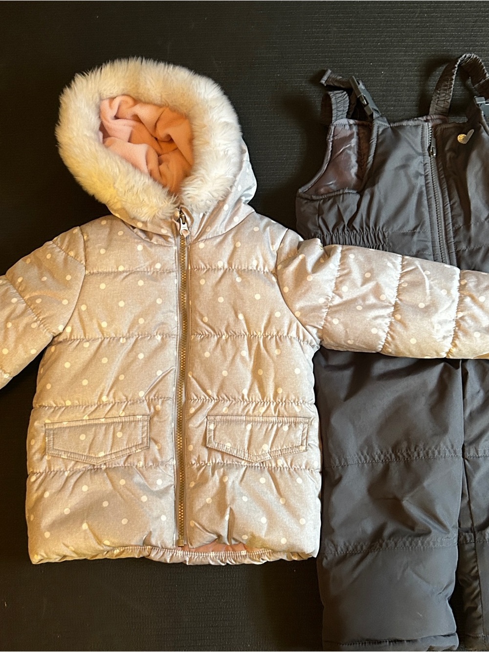 OshKosh Girls 3T 3-in-1 Winter Coat Jacket + Carter’s Snow Bibs